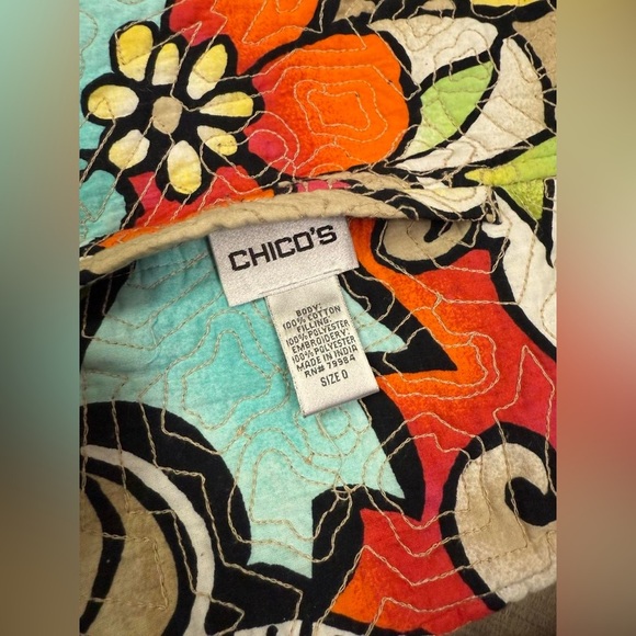 Chico’s Reversible Quilted Floral Embroidered Jacket Size 0 – Bold Boho Artwear - Picture 7 of 7